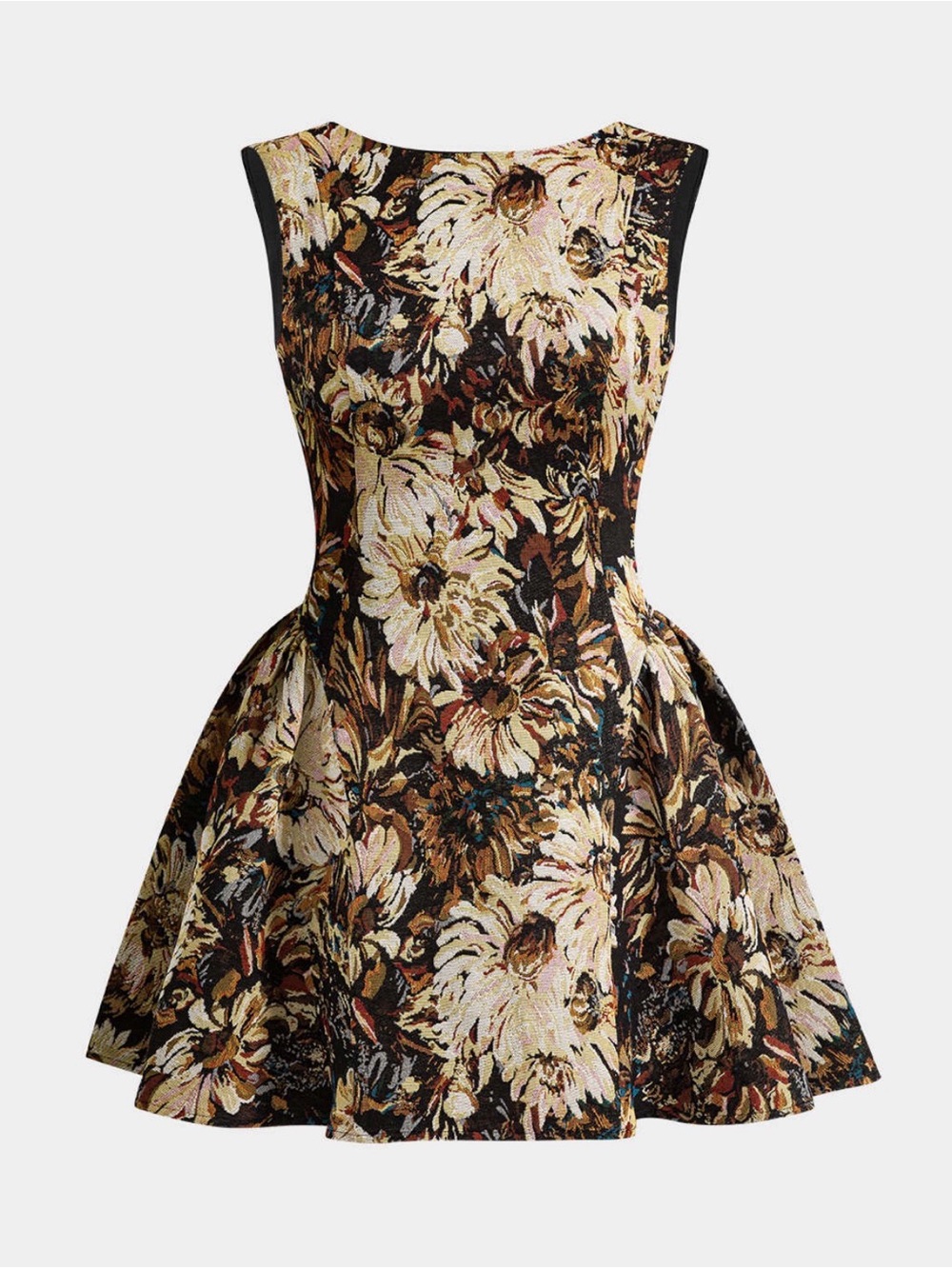 Micas Jacquard Sleeveless Tapestry Dress Moody Floral Fall Cottage Grandma Chic